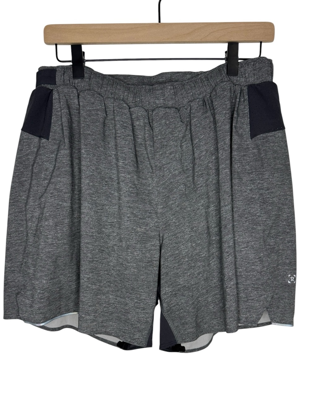 Lululemon Surge Short 6" Heathered Texture Printed Grey Deep Coal - XL